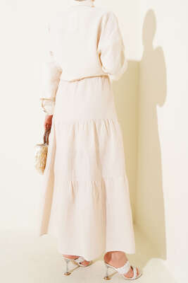 Garnili İp Kuşaklı Etek Taş - Thumbnail