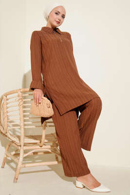 Pazarium - Krinkıl Yarım Fermuarlı İkili Takım Kahve