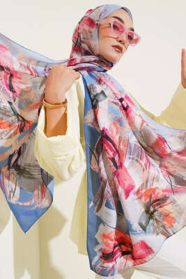 Pazarium - Fırça Desenli Soft Şal İndigo