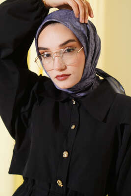 Pazarium - Mini Çiçekli Soft Eşarp Füme