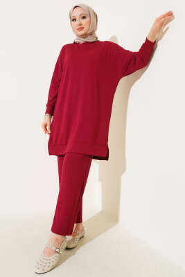 Fitilli İkili Takım Bordo - Thumbnail