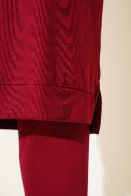 Fitilli İkili Takım Bordo - Thumbnail