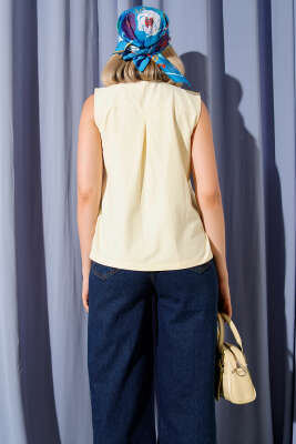 Sıfır Kol Kısa Gömlek Sarı - Thumbnail