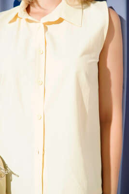 Sıfır Kol Kısa Gömlek Sarı - Thumbnail