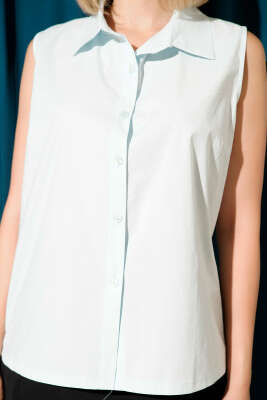 Sıfır Kol Kısa Gömlek Bebe Mavi - Thumbnail