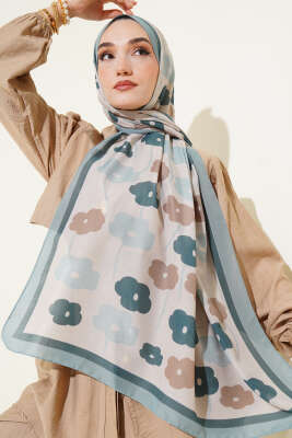 Pazarium - Çiçek Desenli Şal Yeşil