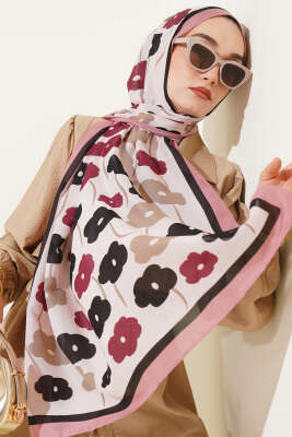 Pazarium - Çiçek Desenli Şal Pudra