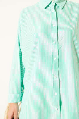 Çizgili Basic Oversize Gömlek Benetton - Thumbnail