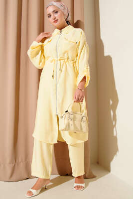 Çift Cepli Tensel İkili Takım Sarı - Thumbnail