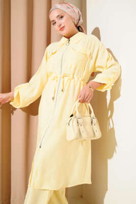 Çift Cepli Tensel İkili Takım Sarı - Thumbnail