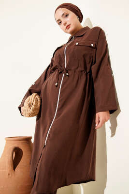 Çift Cepli Tensel İkili Takım Kahve - Thumbnail