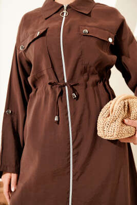 Çift Cepli Tensel İkili Takım Kahve - Thumbnail