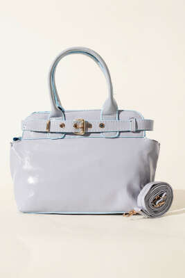 Kemer Geçiş Detaylı Parlak Çanta Bebe Mavi - Thumbnail