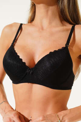 Pazarium - Lotus Desteksiz Jakar Sütyen Siyah