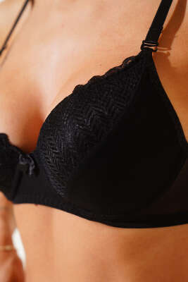 Lotus Desteksiz Jakar Sütyen Siyah - Thumbnail