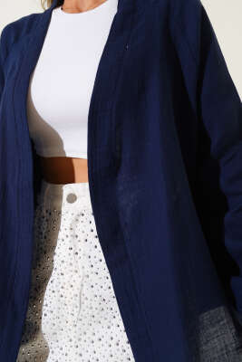 Basic Kimono Lacivert - Thumbnail