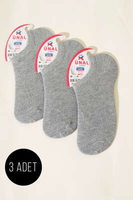 Pazarium - Kadın Sneaker Üçlü Çorap Gri