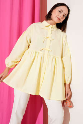 Brit Fiyonk Düğme Detaylı Gömlek Sarı - Thumbnail