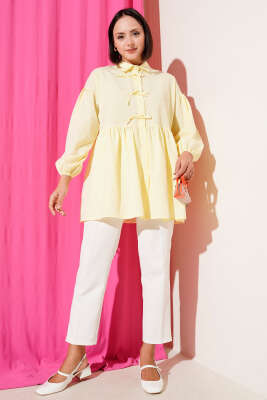 Brit Fiyonk Düğme Detaylı Gömlek Sarı - Thumbnail