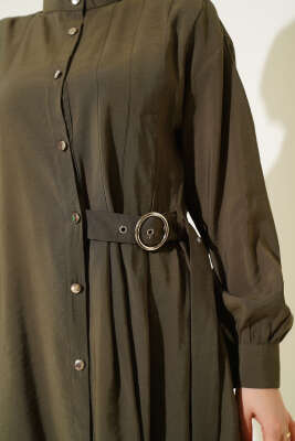 Yan Kemerli Düğmeli İkili Takım Haki - Thumbnail