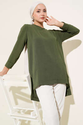 Pazarium - Ayrobin Duble Kol Tunik Haki