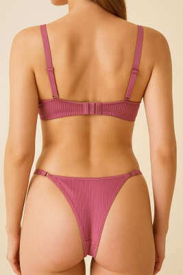 Double Push Up Fitilli Sütyen Takım Gül Kurusu - Thumbnail