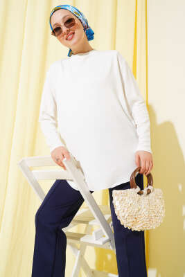 Basic Alt Dikişsiz Tunik Beyaz - Thumbnail