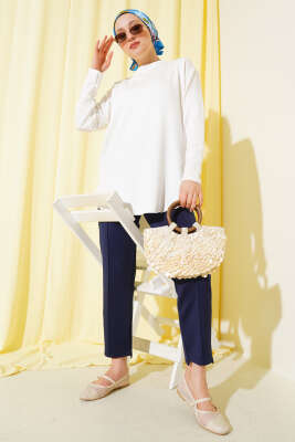 Basic Alt Dikişsiz Tunik Beyaz - Thumbnail