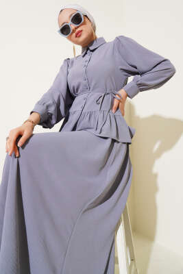 Ayrobin İp Bağcıklı Etekli İkili Takım Gri - Thumbnail