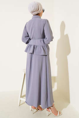 Ayrobin İp Bağcıklı Etekli İkili Takım Gri - Thumbnail