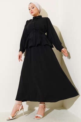 Ayrobin İp Bağcıklı Etekli İkili Takım Siyah - Thumbnail