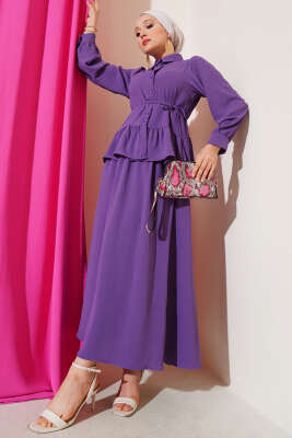 Ayrobin İp Bağcıklı Etekli İkili Takım Lila - Thumbnail