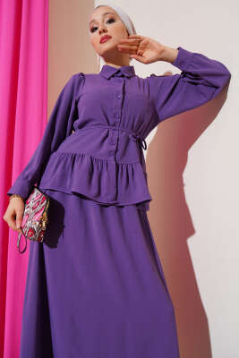 Ayrobin İp Bağcıklı Etekli İkili Takım Lila - Thumbnail