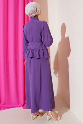 Ayrobin İp Bağcıklı Etekli İkili Takım Lila - Thumbnail