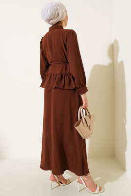 Ayrobin İp Bağcıklı Etekli İkili Takım Kahve - Thumbnail