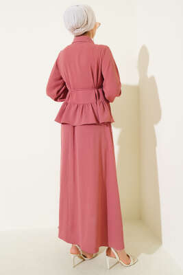 Ayrobin İp Bağcıklı Etekli İkili Takım Gül Kurusu - Thumbnail