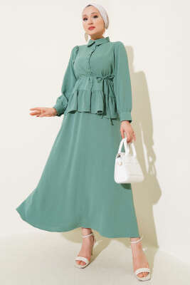 Ayrobin İp Bağcıklı Etekli İkili Takım Çağla Yeşili - Thumbnail