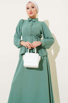 Ayrobin İp Bağcıklı Etekli İkili Takım Çağla Yeşili - Thumbnail