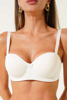 Pazarium - Yekpare Desteksiz Sütyen Ekru