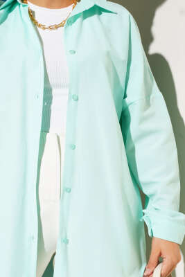 Basic Bilek Düğmeli Gömlek Mint - Thumbnail