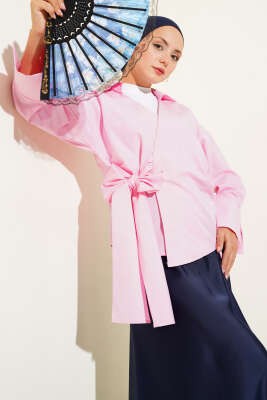Pazarium - Yandan Bağlamalı Bluz Pembe