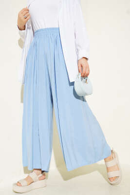 Pazarium - Yandan Cepli Salaş Tensel Pantolon Bebe Mavi