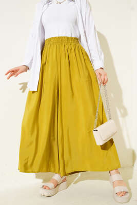 Pazarium - Yandan Cepli Salaş Tensel Pantolon Yağ Yeşili