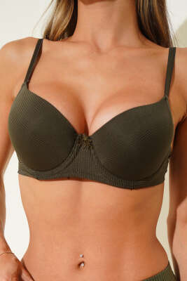 Desteksiz Şerit Sütyen Haki - Thumbnail