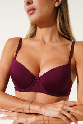 Desteksiz Mikro Sütyen Mürdüm - Thumbnail