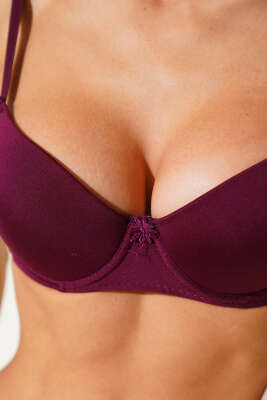 Desteksiz Mikro Sütyen Mürdüm - Thumbnail