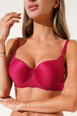 Pazarium - Silikonlu Düz Destekli Sütyen Bordo