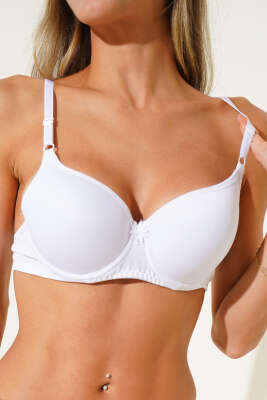 Pazarium - Balenli Düz Sütyen Beyaz