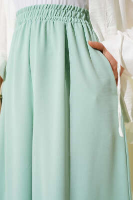 Beli Lastik Detaylı Salaş Pantolon Mint - Thumbnail