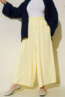 Beli Lastik Detaylı Salaş Pantolon Sarı - Thumbnail
